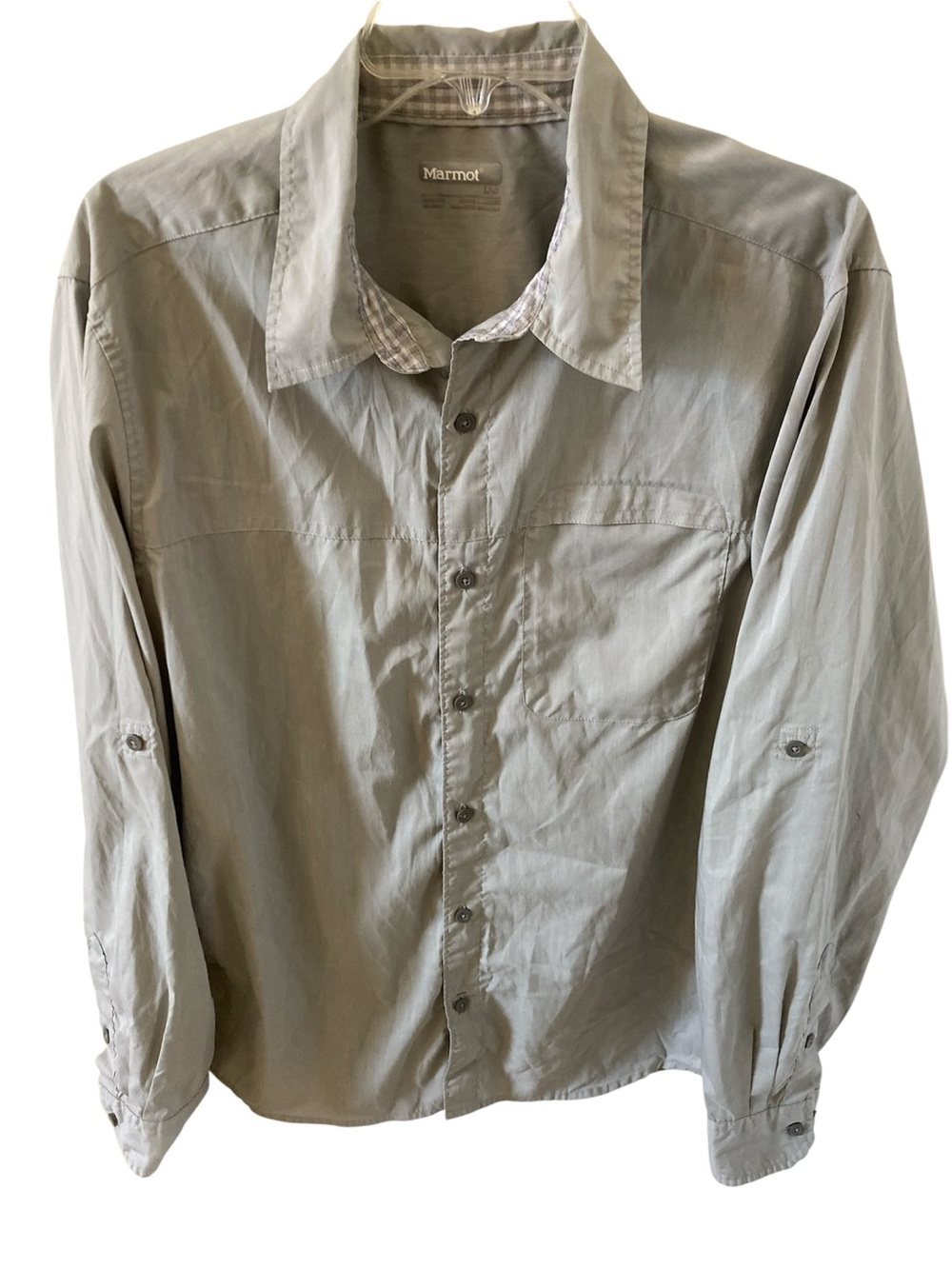 Marmot Men’s Performance Long Sleeve Button Down Shirt Grey L